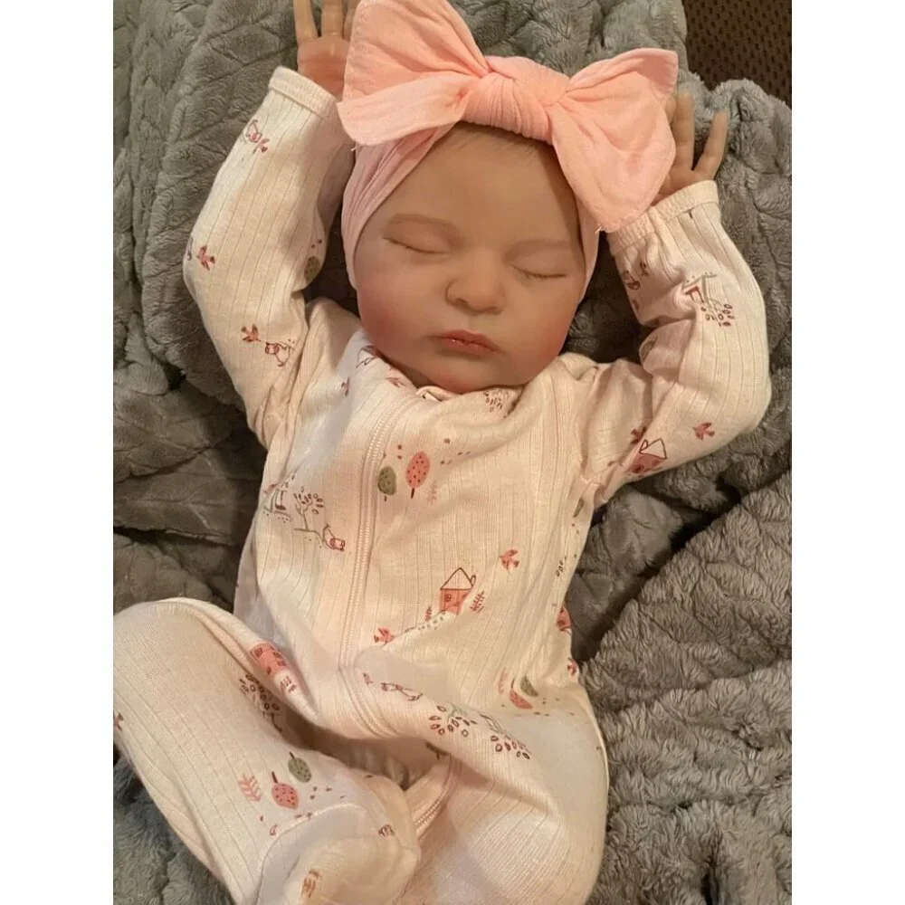 🆕20inch Soft Cloth Body Newborn Baby Doll Moonbeam Ribbon Angel Sleeping Girl
